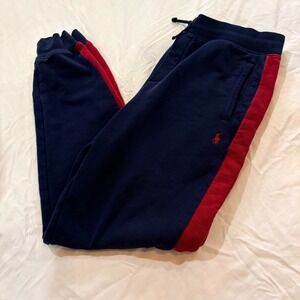 Polo Ralph Lauren Navy Blue Red Side Stripe Jogger Sweatpants Boys XL 18-20